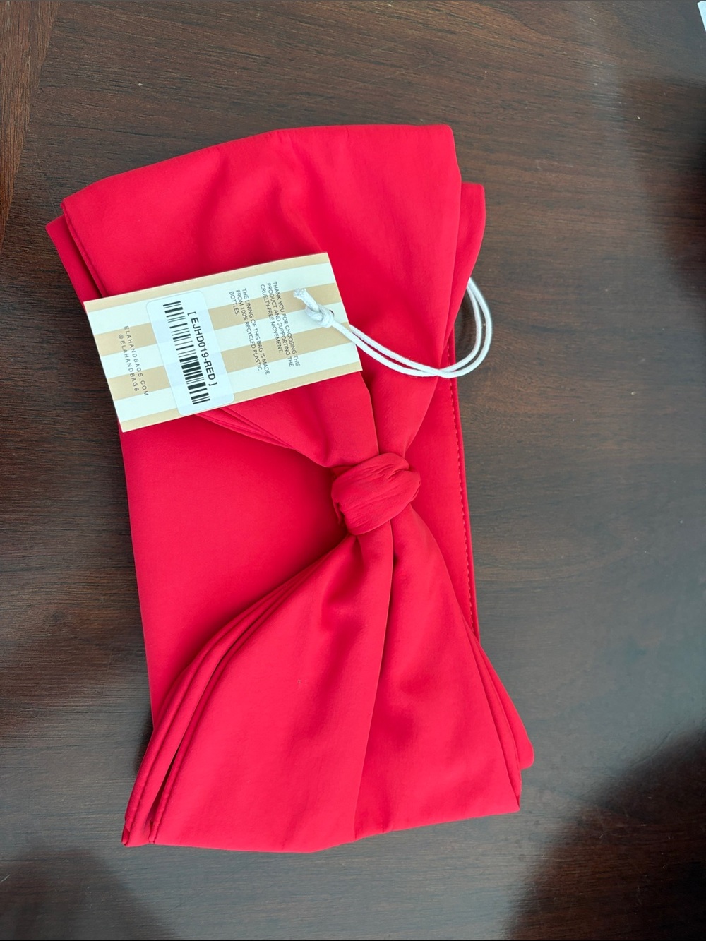 Red Knot-Front Satin Wristlet Clutch
